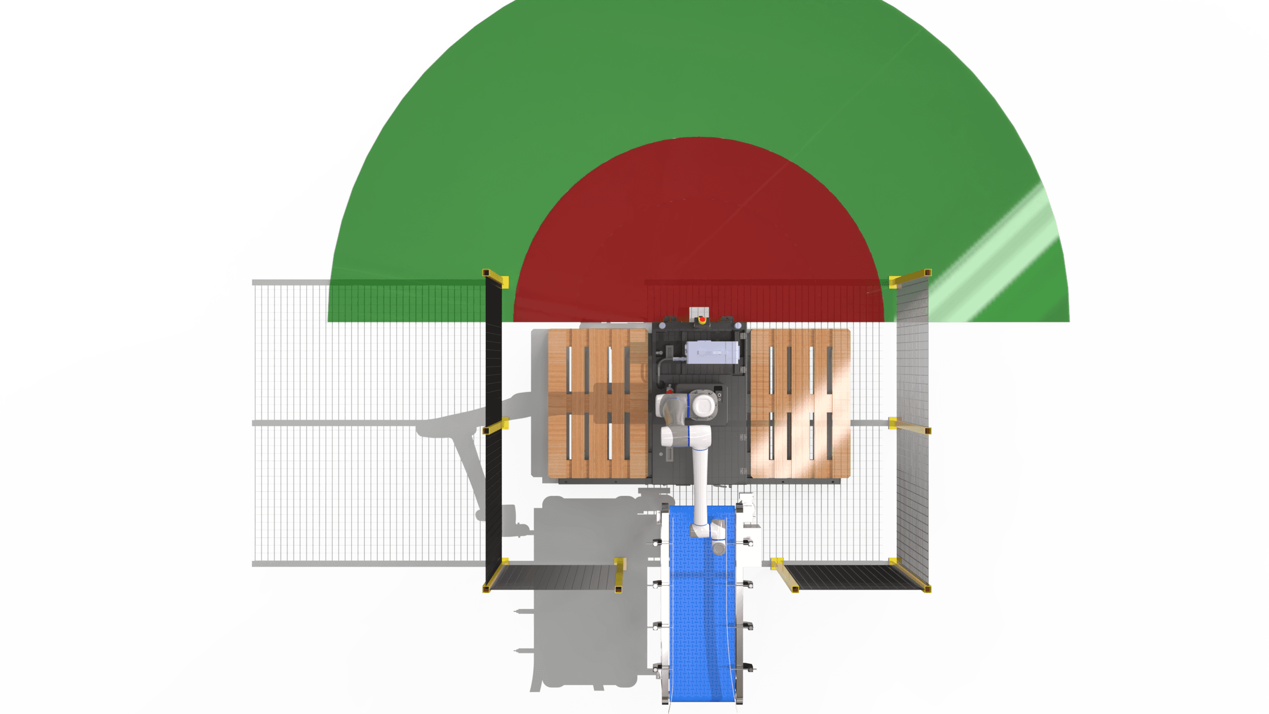 Top view of hybrid safety zone