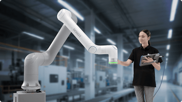 DOBOT cobot working safely next to operator